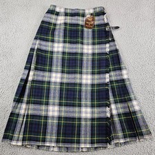 Vintage Westaway Kilt Skirt Womens 12 24" Waist Scottish Wool Gordon Tartan NWT