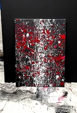 Tanner Paul - "Red White & Black" Acrylic Painting 12 x 16 Framed Back