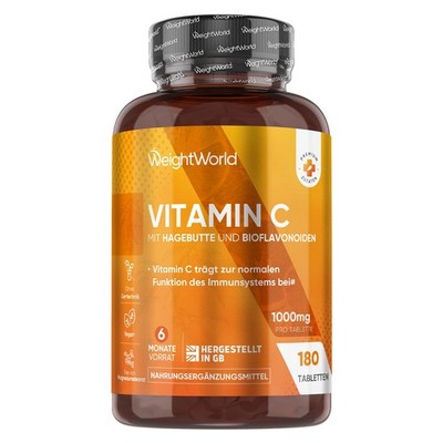 Vitamin C 1000mg pro Tablette 180 vegane Tabletten für 6 Monate Vitamin C trägt