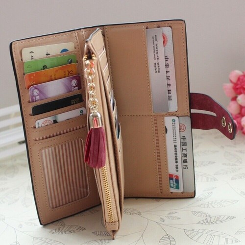 Women's Leather Clutch Bag Foldable Zipper Wallet Multi-card Slot Purse Handbag - Picture 5 of 13