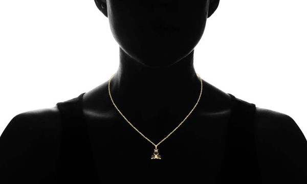 Alternate view of 1/10 Cttw Black Diamond Frog Necklace For Women Yellow Gold Plated Silver