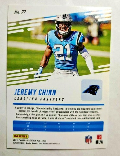 2021 Prestige #77 Jeremy Chinn Carolina Panthers football card - Afbeelding 2 van 2