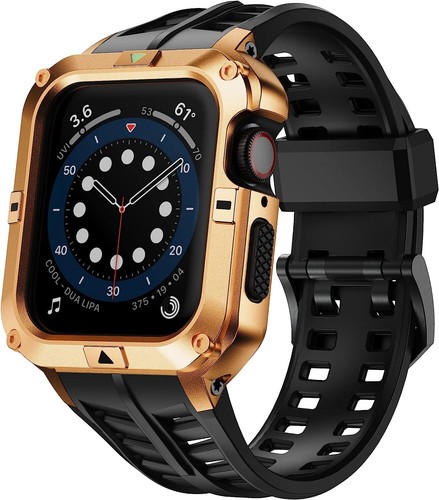 Robustes Apple Watch Stahl Metall Gehäuse Band Sport 45mm 44mm iWatch 8 7 6 5 4 SE  - Bild 18 von 20