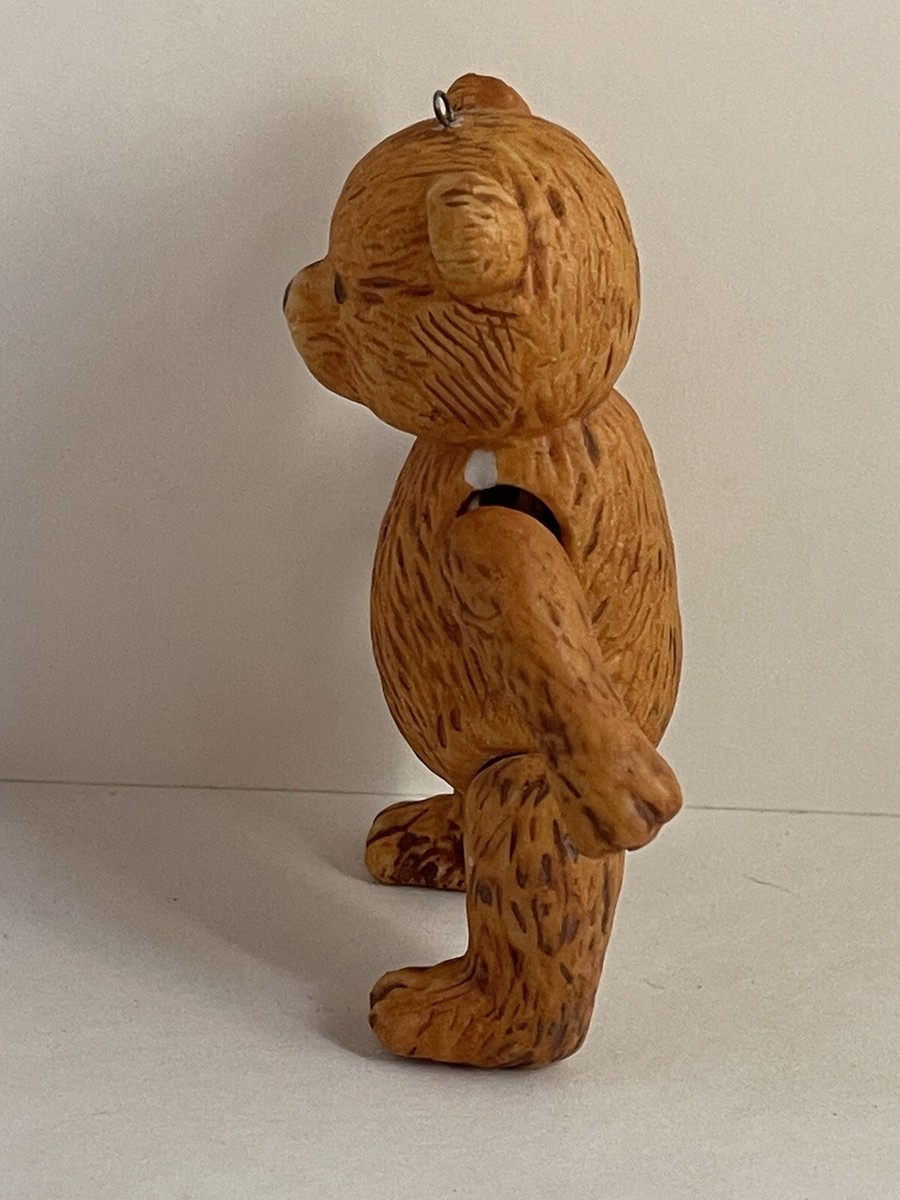 Vintage Christmas Ceramic Ornament Jointed Articulated TEDDY BEAR