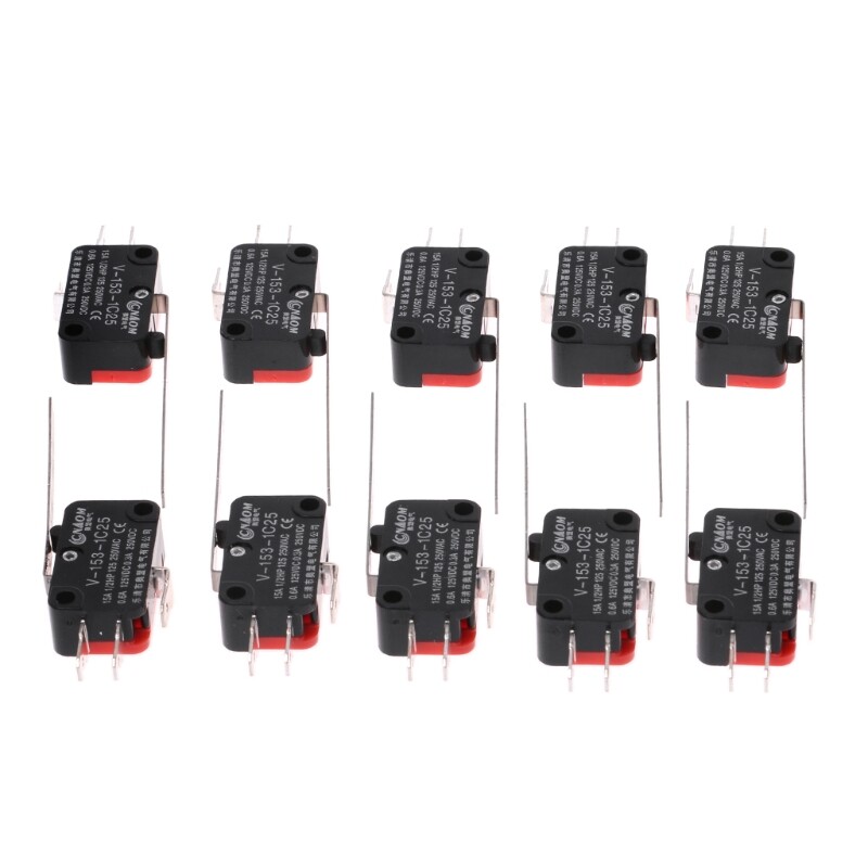 10pcs V-153-1C25 Limit Switches Long Straight Hinge Lever Type SPDT Micro