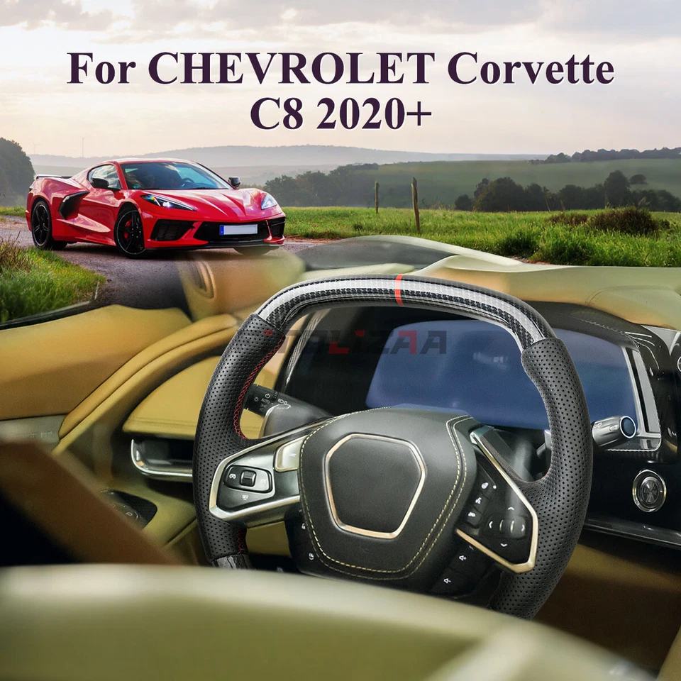 🔥Hydro Dip Carbon Fiber Steering Wheel For Chevrolet Corvette C8 20+ W/ Heated - Image 2 of 4