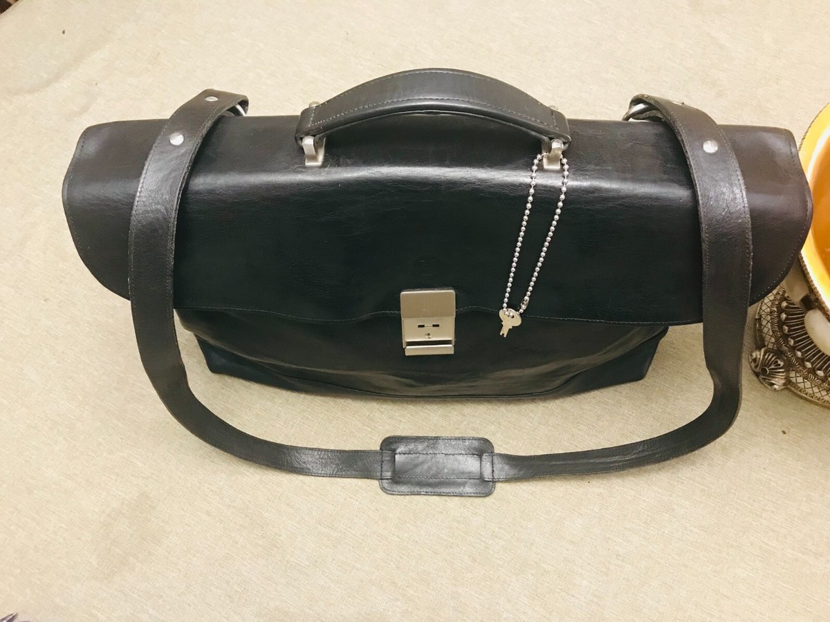 HOLDEN LEATHER GOODS Black Leather Briefcase Messenger Bag