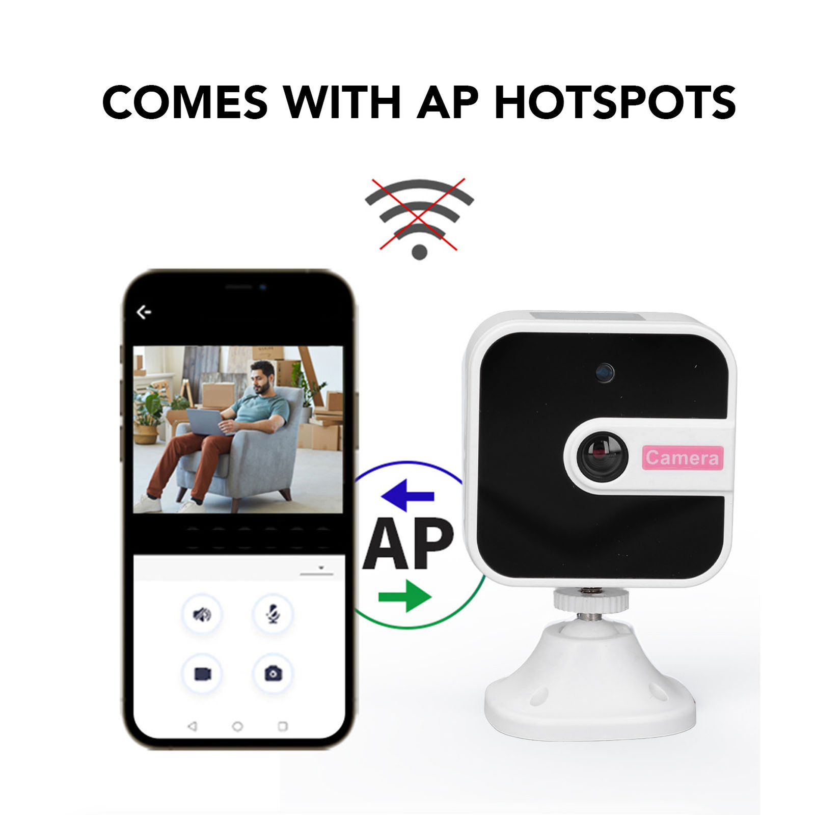 Indoor Outdoor 1080p Home Security Camera Pet Camera Built In AP Hotspot Kit-image
