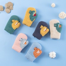Knitted Cartoon Double Layer Fleece Mittens