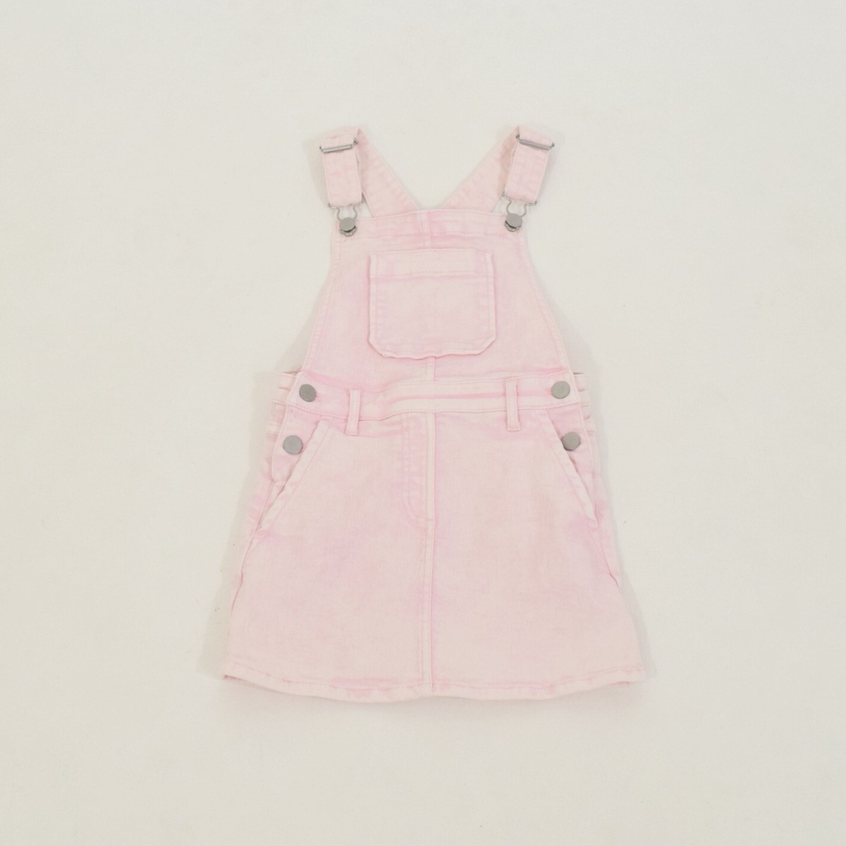 pink jean overall dress Penelope Denim Overall Dress