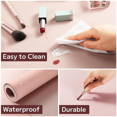 Makeup Mat for Vanity Top Protector, Waterproof Dual-Sided PU Leather Vanity ... - Picture 6 of 7