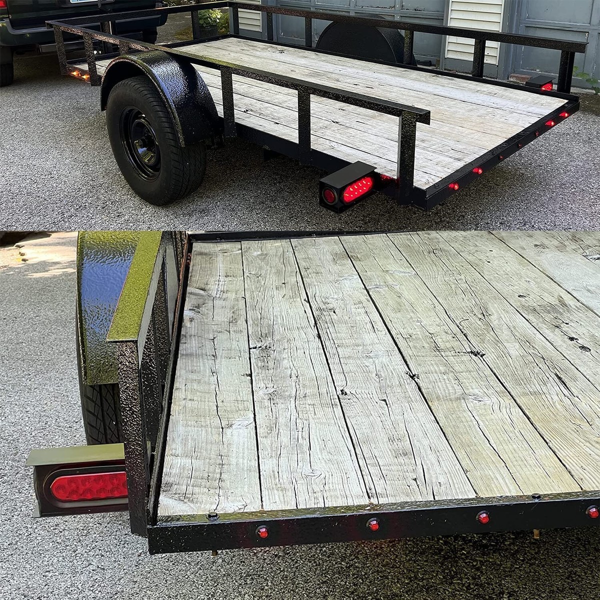 Heavy Duty Steel Trailer Tail Light Mounting Box Set With License Plate Bracket - Left & Right Guard Covers