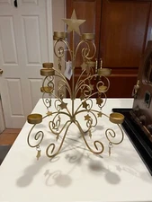 Christmas Tree 19"H Metal Gold Star Multiple 12 Votive Candle Holder SPAN 16" NW