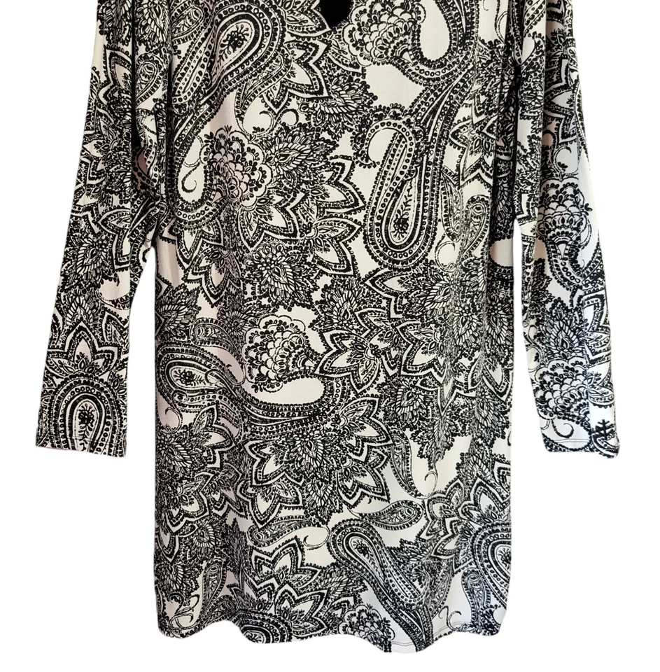 Vestido túnica Coolibar UPF 50+ Oceanside talla L negro blanco manga L hasta la rodilla Foto 4 de 4