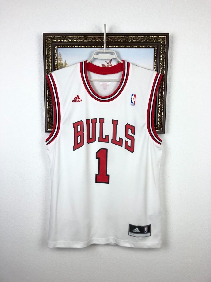 Adidas White Chicago Bulls Derrick Rose NBA Jersey Mens Shirt Tee