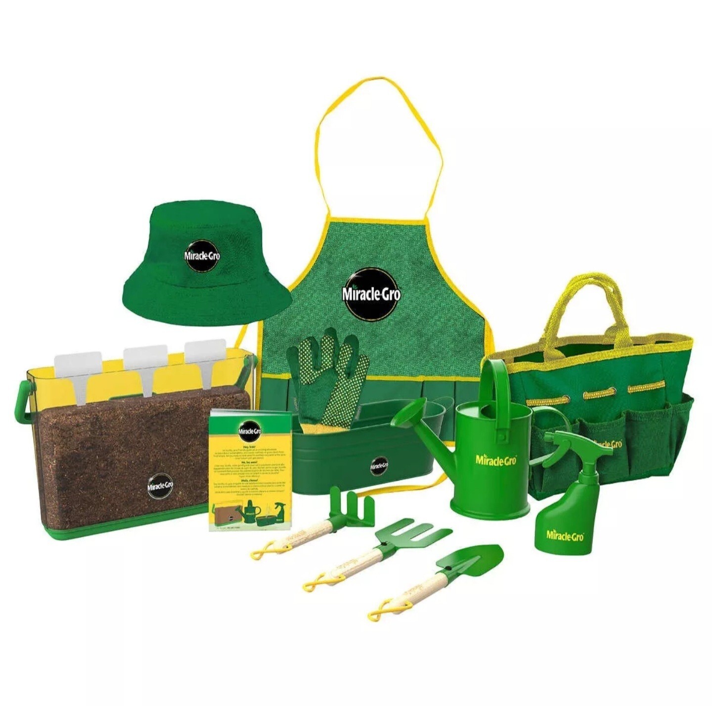 Set Giardinaggio Bambini Miracle Gro 23 Pezzi &ndash; In Borsa Verde, Con Rastrello E Cazzuola, SGH035-MG