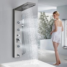 Shower Panel Tower System Stainless Steel 5-Function Rain Waterfall Massage Jets