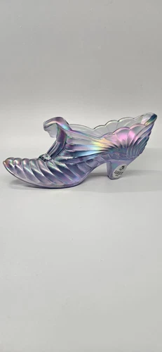 FENTON Drapped Purple Iridescent Cat Slipper