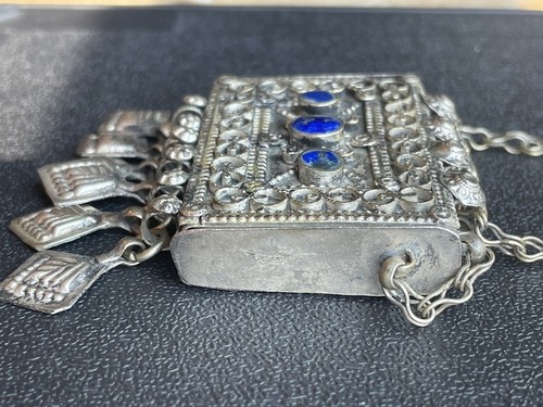 Beautiful Vintage Taweez Prayer Box Pendant Necklace With Lapis Gemstones. C - Picture 10 of 16