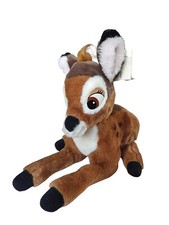Disney Store Vintage Bambi Fawn Plush With Tag 13" Laying Stuffed Animal Toy VTG