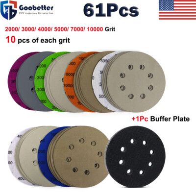 5'' Sanding Disc 2000-10000 Grit Wet Dry Hook Loop Sandpaper Orbital Sander Paper