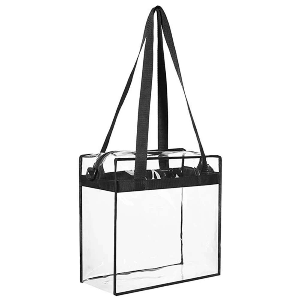 Ksvaye Borsa Trasparente Donna con Tracolla - PVC Clear Tote Bag Pochette da Viaggio per Biblioteca, Aeroporto, Giochi Sportivi e Concerti (30 x 30 x 15 cm