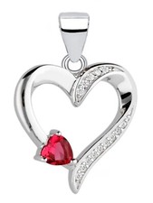 Kettenanhänger Silber Herz Rubin Zirkonia Anhänger 925 Sterling Echtschmuck