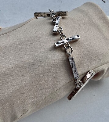 Bracelet Moderniste Signé Biche De Bère N°4Bis - Argenté, Longueur 20cm, Occasion Très Bon état