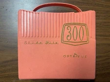 Vintage Opta-Vue pink plastic 300 Slide File case with button clasp and handle