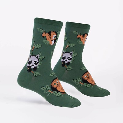 Woodland Watchers Women's Crew Socks Size 9-11 Sock It To Me Forest Fashion New