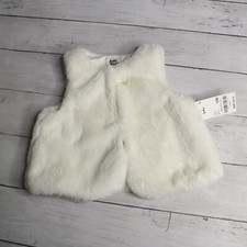 Carter's Baby Girl's Sleeveless Faux Fur Plush Jacket Vest Size 12 Months White