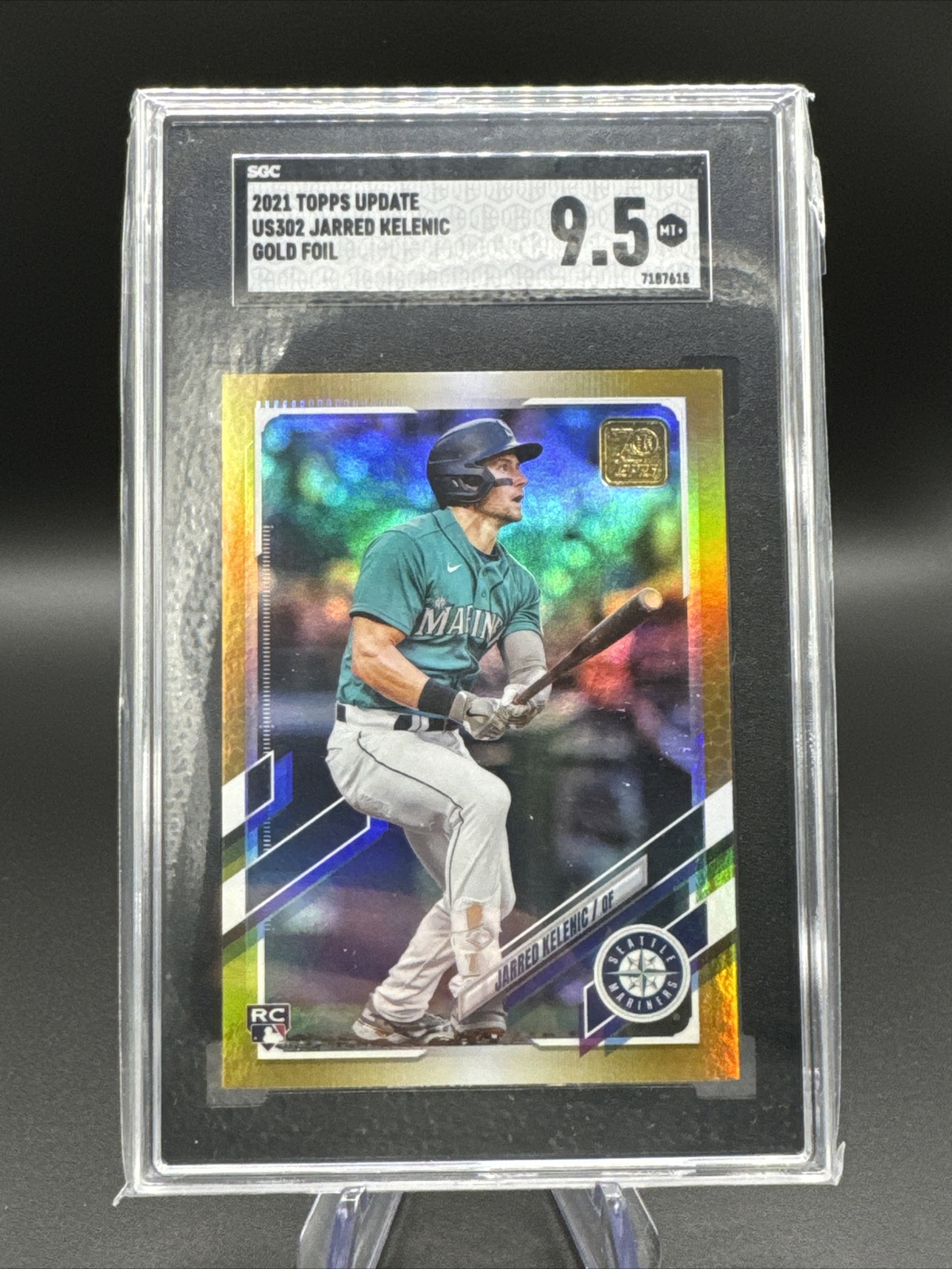 Jarred Kelenic Rookie Card SGC 9.5 Mint+ 2021 Topps Update Gold Foil #US302