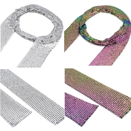 Women Long GlitterNeck Collar Sparkly Sequins Scarf Ladies Cocktail Neck Tie NEW - Picture 6 of 23