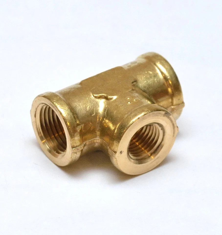 3/8 x 1/4 NPT Female Pipe Tee Brass Fittings Fuel Air Water Oil Gas FasParts - Image 2 of 4