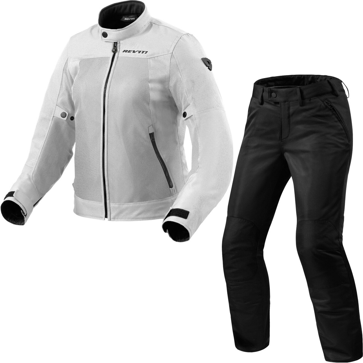 Rev It Eclipse Ladies Motorcycle Jacket Trousers Silver Black Kit  Motorbike
