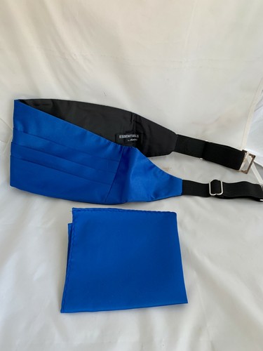 < NUOVO > Qualsiasi da 11 tonalità di BLU da uomo in poliestere Cummerbund + fazzoletto abbinato - Foto 12 di 62