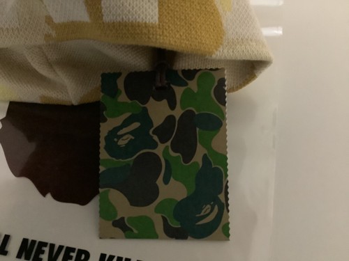 Authentic a bathing ape bape color camo bape logo knit cap beanie yellow new - Picture 3 of 6