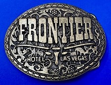 Frontier Hotel Old Las Vegas Vintage Belt Buckle Casino Nevada Western Longhorn