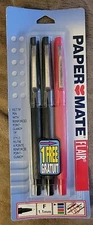 Vntg 1999 NoS Papermate Flair Felt Tip Pen 3 Pack 2 Black 1 Red 1.1 mm Fine