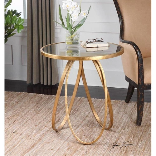 Uttermost Montrez Contemporary Metal Accent Table in Gold Finish - Picture 2 of 4