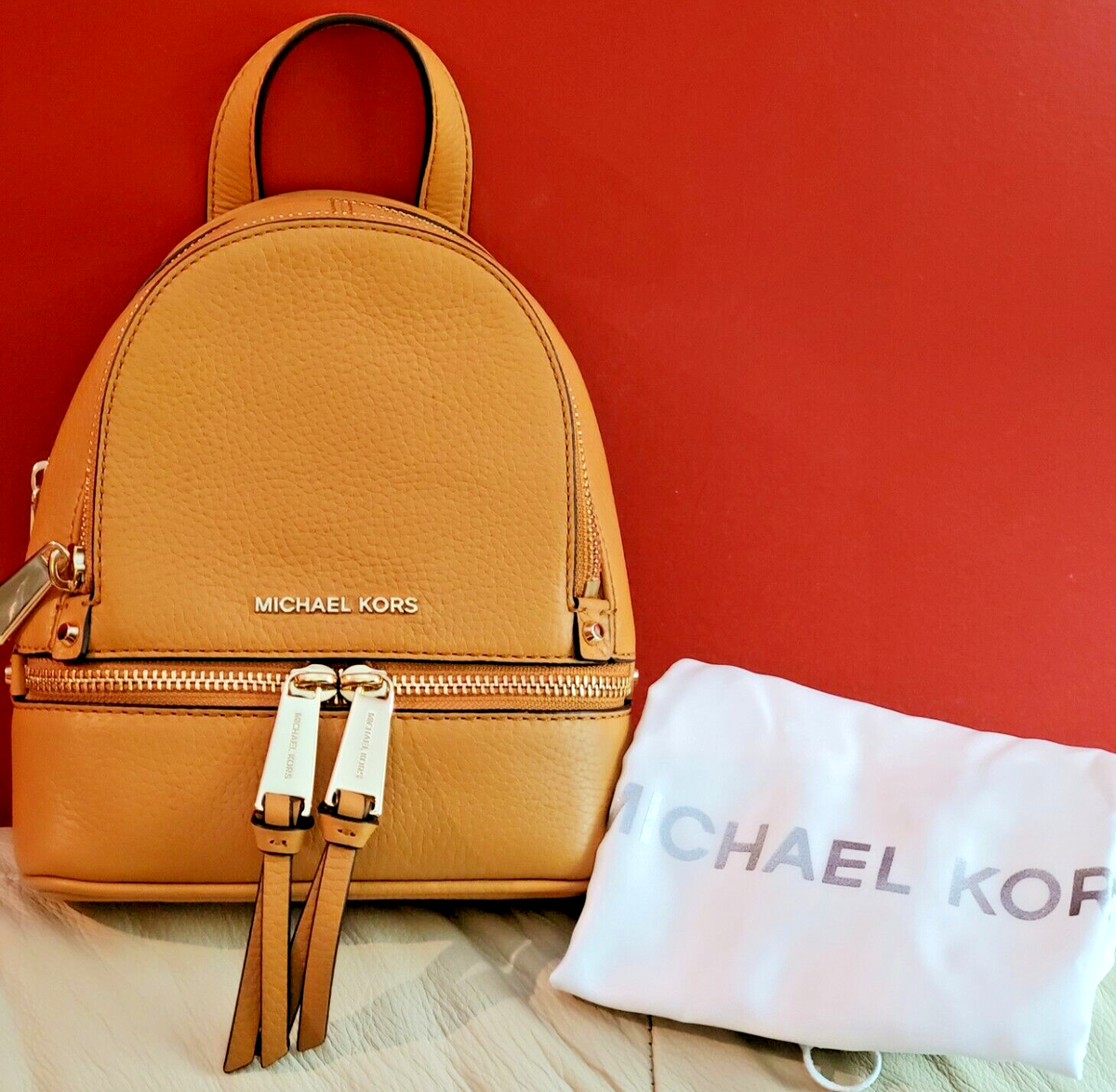 Michael Kors Rhea Zip Pebble Leather Backpack Convertible 