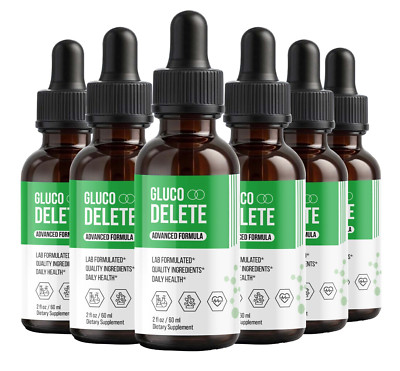 (6 Pack) Gluco Delete Drops, GlucoDelete Premium Liquid Drop Supplement