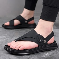 2026 Mens Beach Sandals Flip Flops Flat Causal Slipper Slingback Shoes Fashion