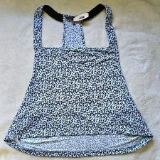 Victoria's Secret MODA Blue Black Leopard Print Racerback Tank Top Yoga S