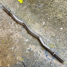 Steel EZ Curl Barbell Silver for Weight Lifting Unisex Adults