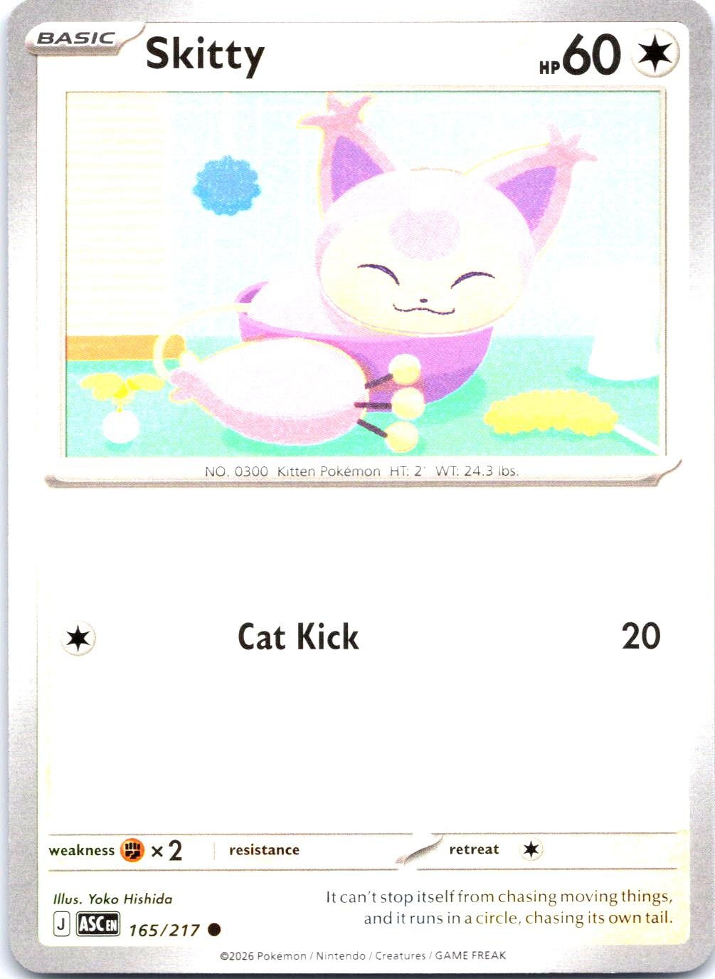 SKITTY 165/217 COMMON ME: ASCENDED HEROES POKEMON NM/M