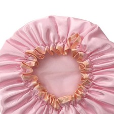 Women Girls Bath Solid Double-deck Waterproof Washable Shower (Pink)