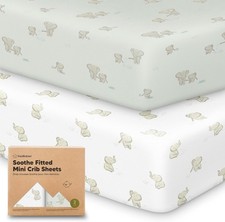 2-Pack Mini Crib Sheets Fitted - 38X26 Pack N Play Sheets for Pack and Play Matt