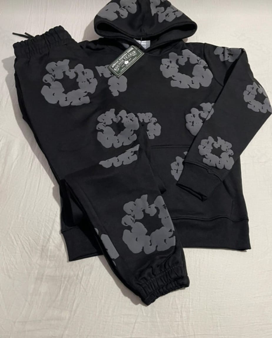Denim Tears tracksuit set Black with grey flower - XL image 3