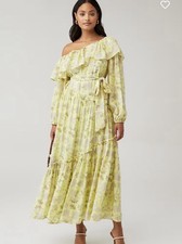 NWT ASTR the label Kaylani Floral Yellow Maxi Dress Off Shoulder Size Medium